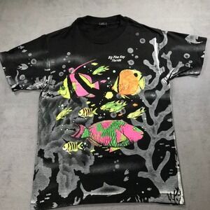 Vintage Fish Ocean 90s All Over Print T Shirt Mens Large Single Stitch Florida